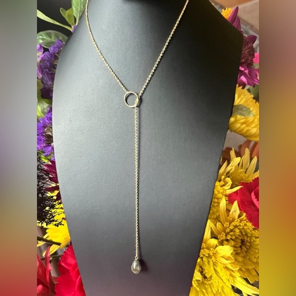 Labradorite Lariat Gold Necklace - Picture 2 of 4